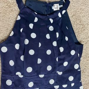 Navy and white polka dot A-line sundress size 10